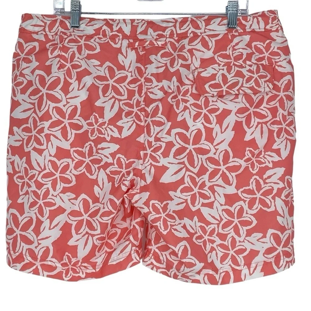 Cole coral white tropical flower print swim trunks men's size 36